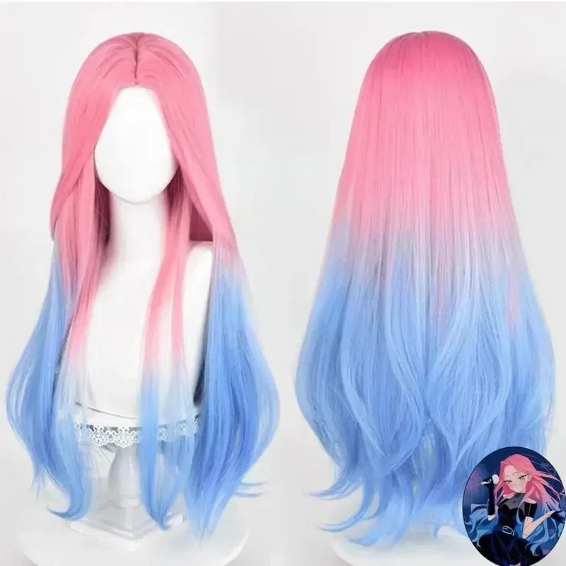 Anime Cosplay Blue Hair - Парик для косплея, длинные кудрявые волосы,