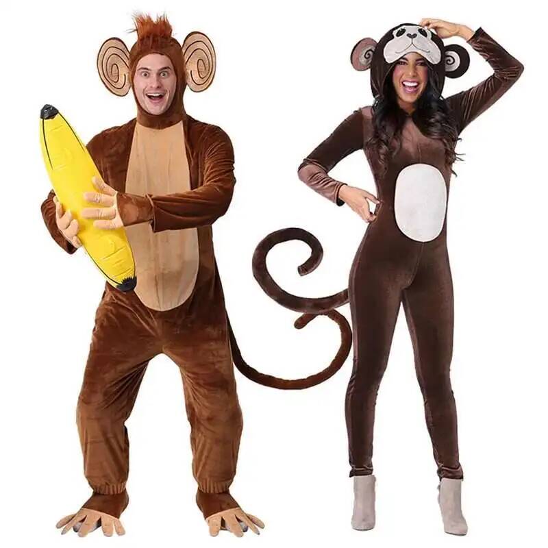 Anime Cosplay Jumpsuit - Новый коричневый комбинезон с изображением обезьяны,